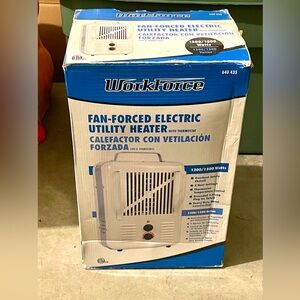 Workforce white utility/garage space heater fan, new in box